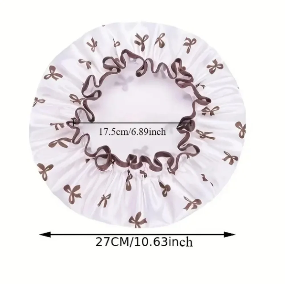 Elegant Ribbon Double-Layer Shower Cap